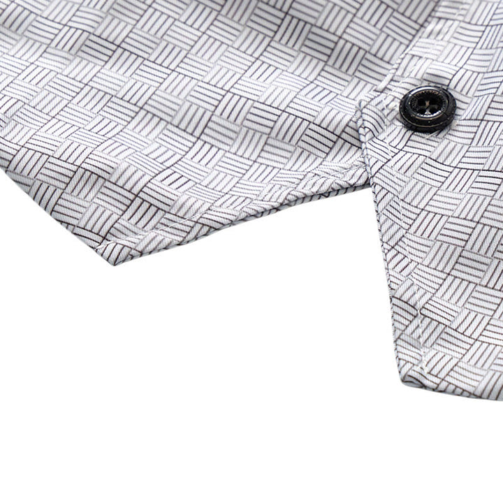 Gilet de costume minimaliste gris argenté à motif quadrillé et col en V - image 8