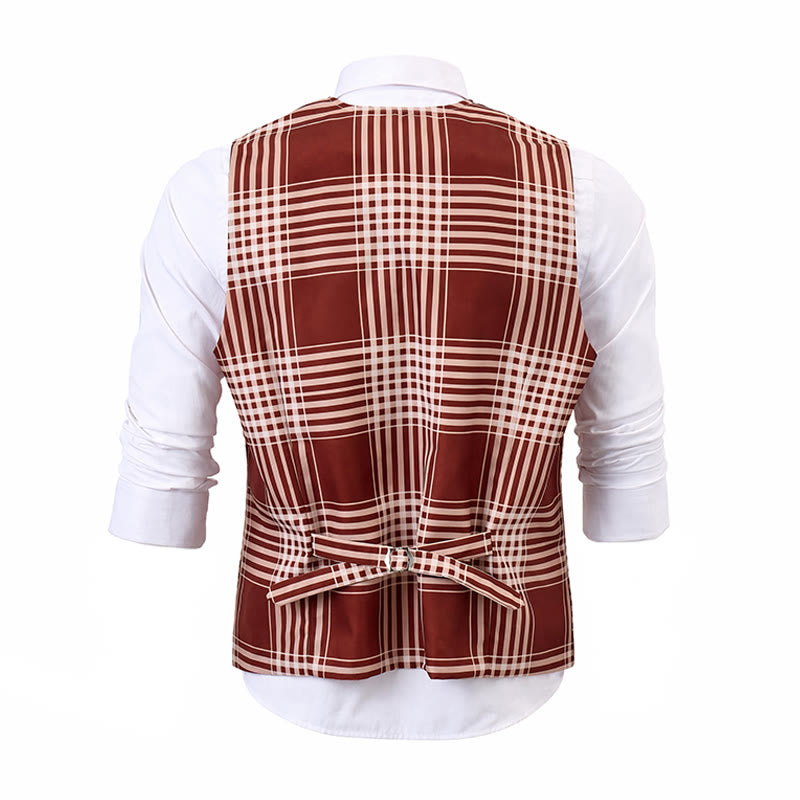 Gilet de costume britannique à carreaux patrimoniaux marron - image 11