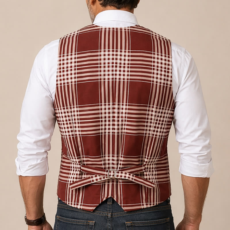 Gilet de costume britannique à carreaux patrimoniaux marron - image 2