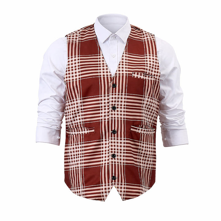 Gilet de costume britannique à carreaux patrimoniaux marron - image 10