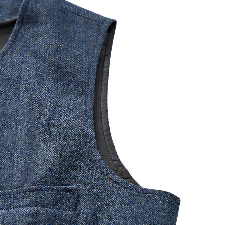 Gilet de costume western classique pour homme en tweed à chevrons - image 12