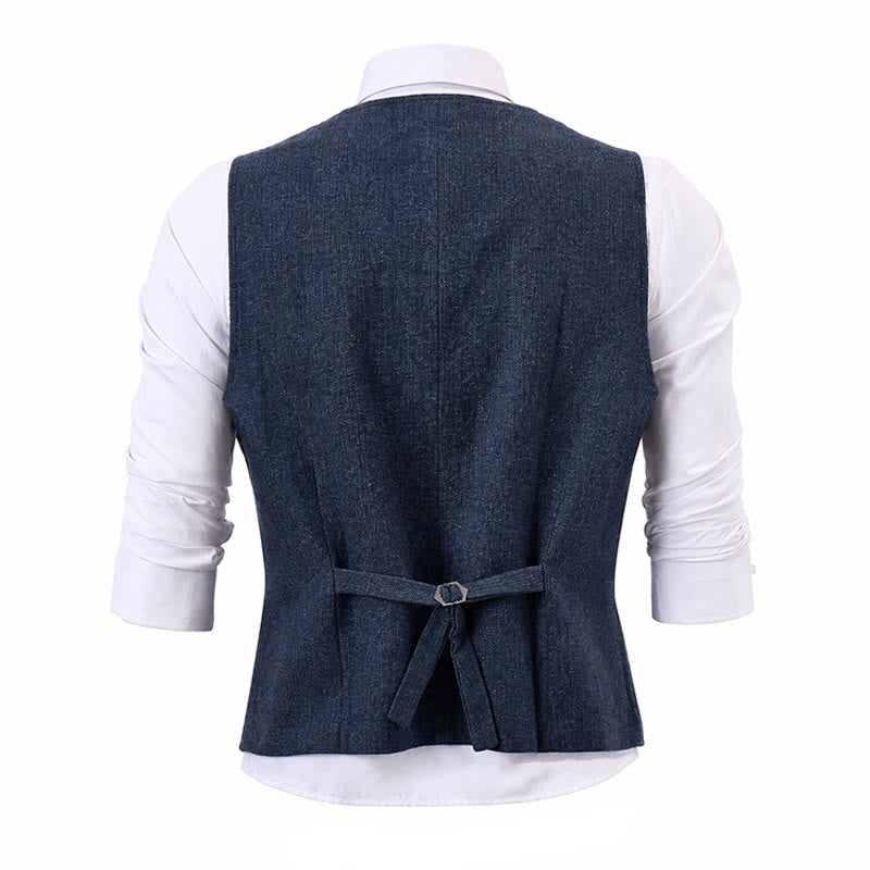 Gilet de costume western classique pour homme en tweed à chevrons - image 14