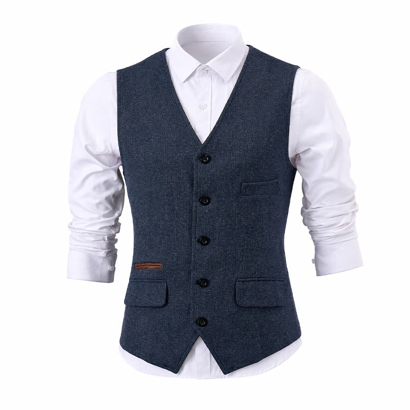 Gilet de costume western classique pour homme en tweed à chevrons - image 13