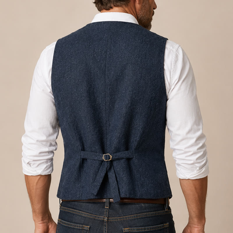 Gilet de costume western classique pour homme en tweed à chevrons - image 2