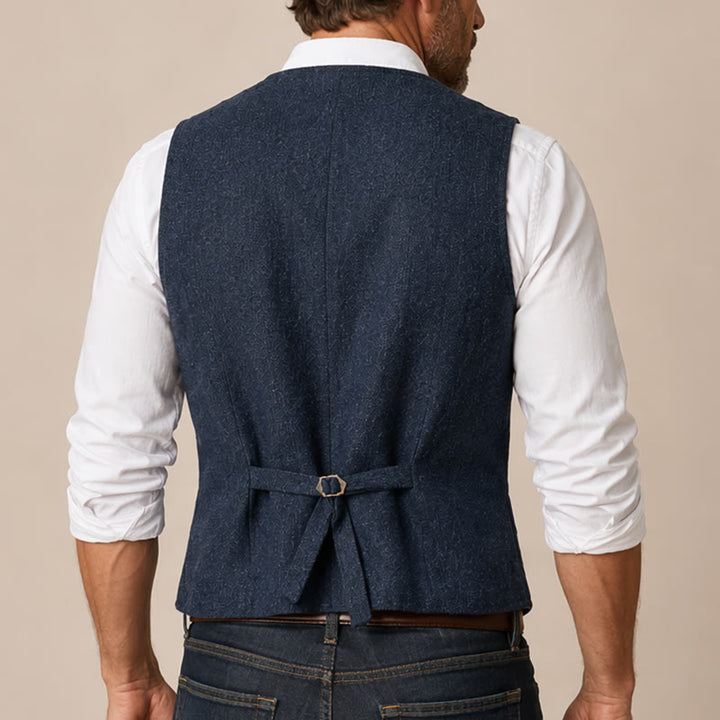 Gilet de costume western classique pour homme en tweed à chevrons - image 2