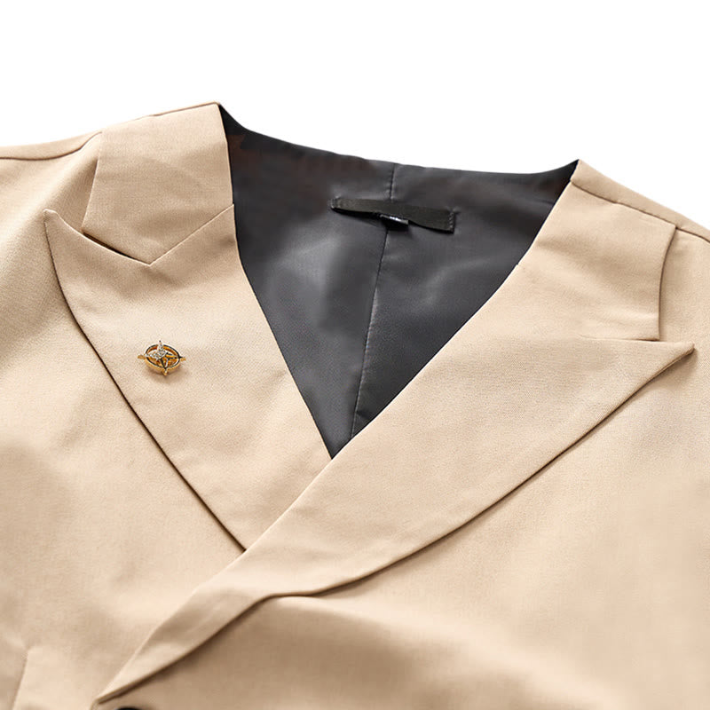 Gilet de costume croisé pour homme, style cowboy moderne, avec broche - image 4