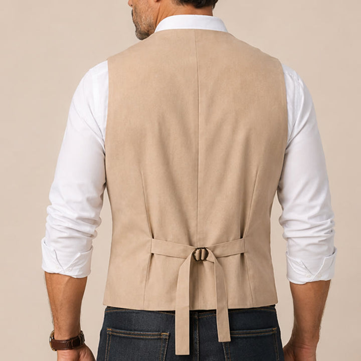 Gilet de costume croisé pour homme, style cowboy moderne, avec broche - image 2