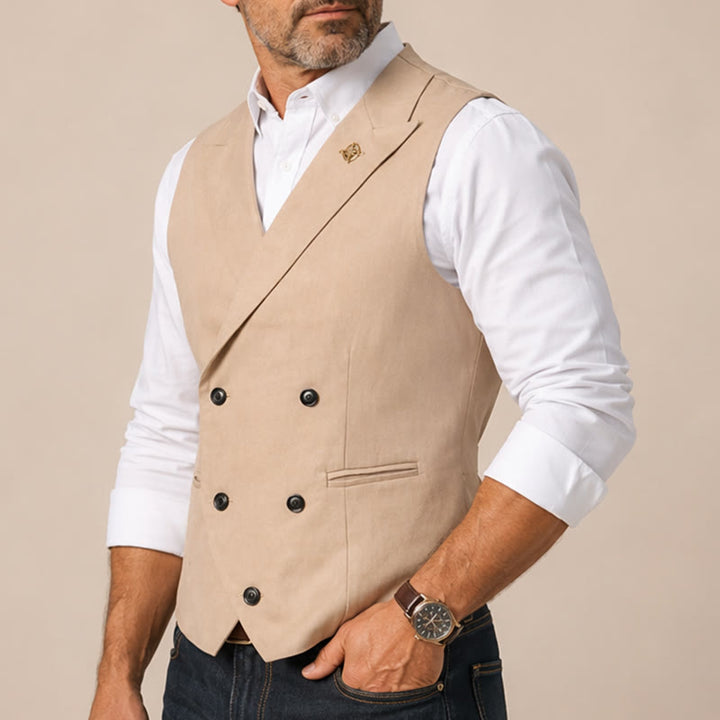Gilet de costume croisé pour homme, style cowboy moderne, avec broche - image 3