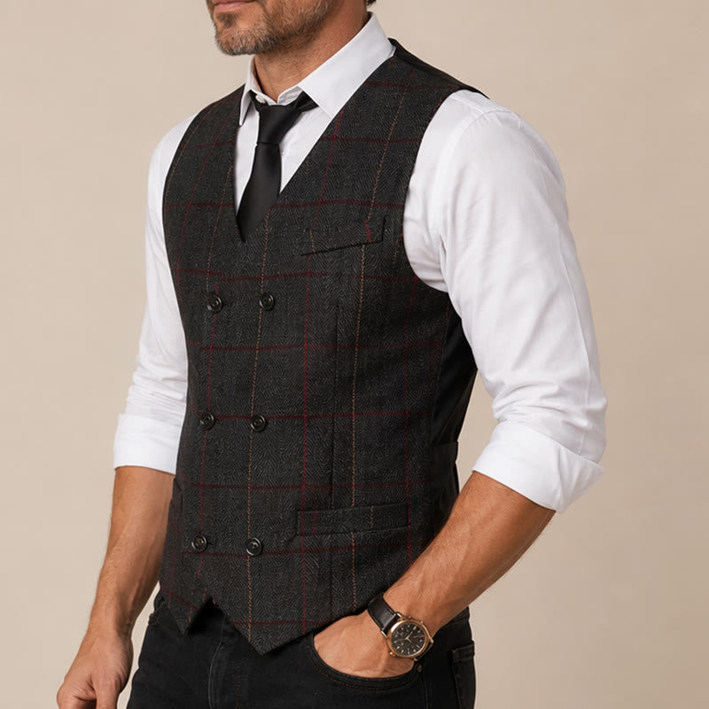 Gilet de costume à carreaux pour homme, inspiré de Peaky Blinders - image 3