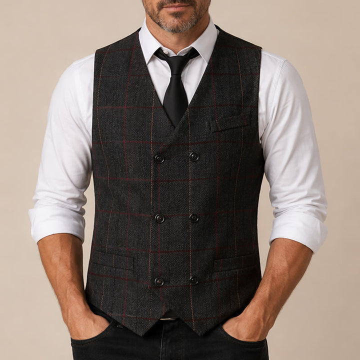 Gilet de costume à carreaux pour homme, inspiré de Peaky Blinders - image 1