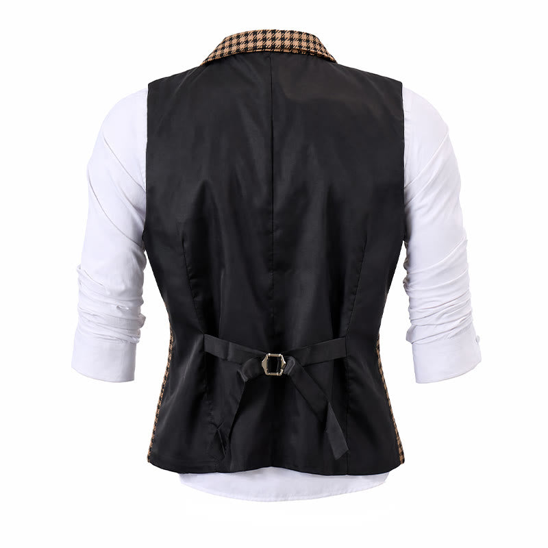 Gilet de costume pour homme à carreaux pied-de-poule, style médiéval - image 9