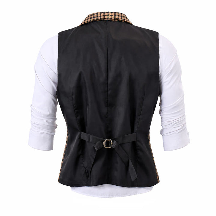 Gilet de costume pour homme à carreaux pied-de-poule, style médiéval - image 9