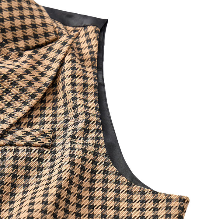 Gilet de costume pour homme à carreaux pied-de-poule, style médiéval - image 7