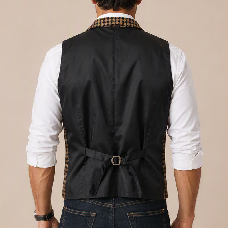Gilet de costume pour homme à carreaux pied-de-poule, style médiéval - image 2