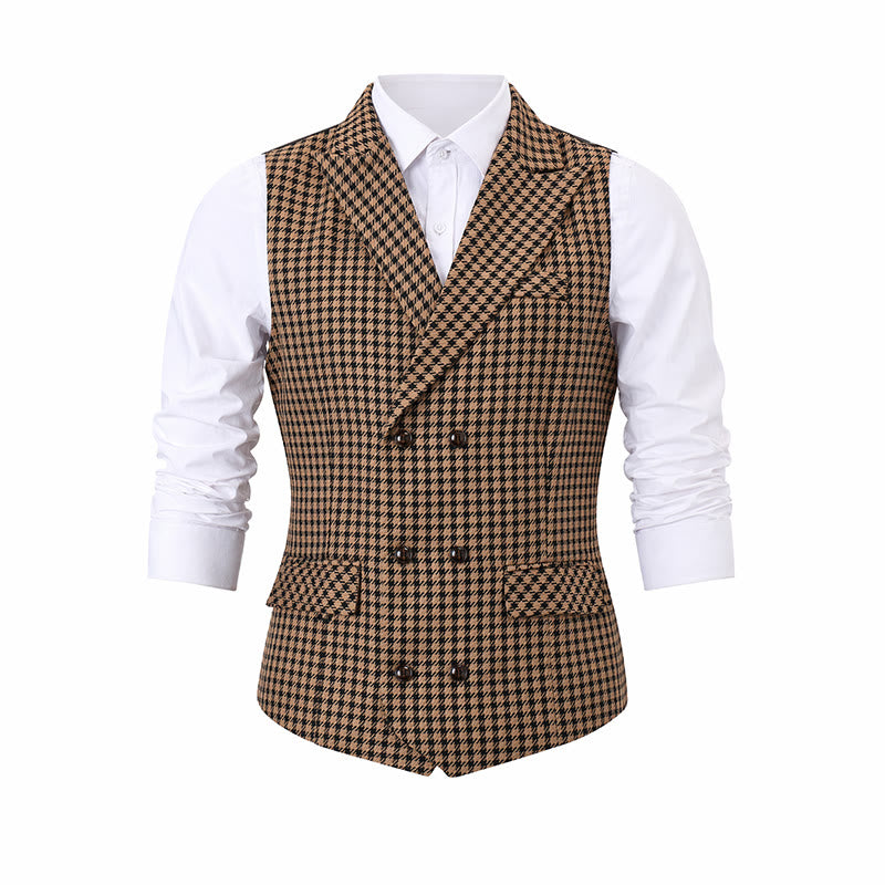 Gilet de costume pour homme à carreaux pied-de-poule, style médiéval - image 8