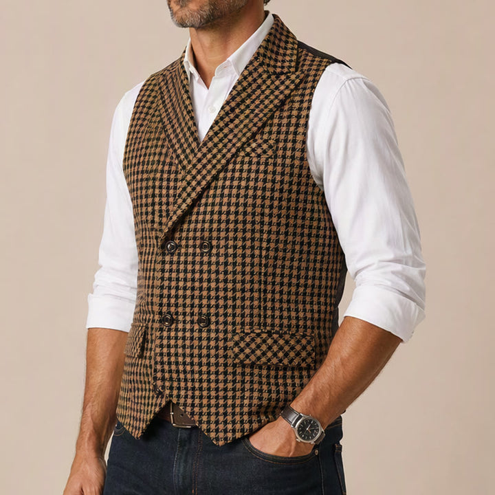 Gilet de costume pour homme à carreaux pied-de-poule, style médiéval - image 3