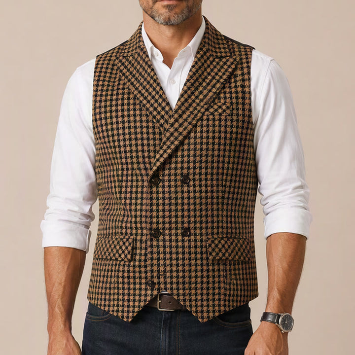 Gilet de costume pour homme à carreaux pied-de-poule, style médiéval - image 1