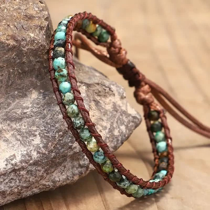 Bracelet tressé ajustable style bohème orné de perles turquoise délicates - image 2