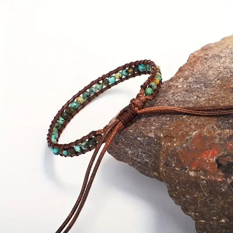 Bracelet tressé ajustable style bohème orné de perles turquoise délicates - image 3