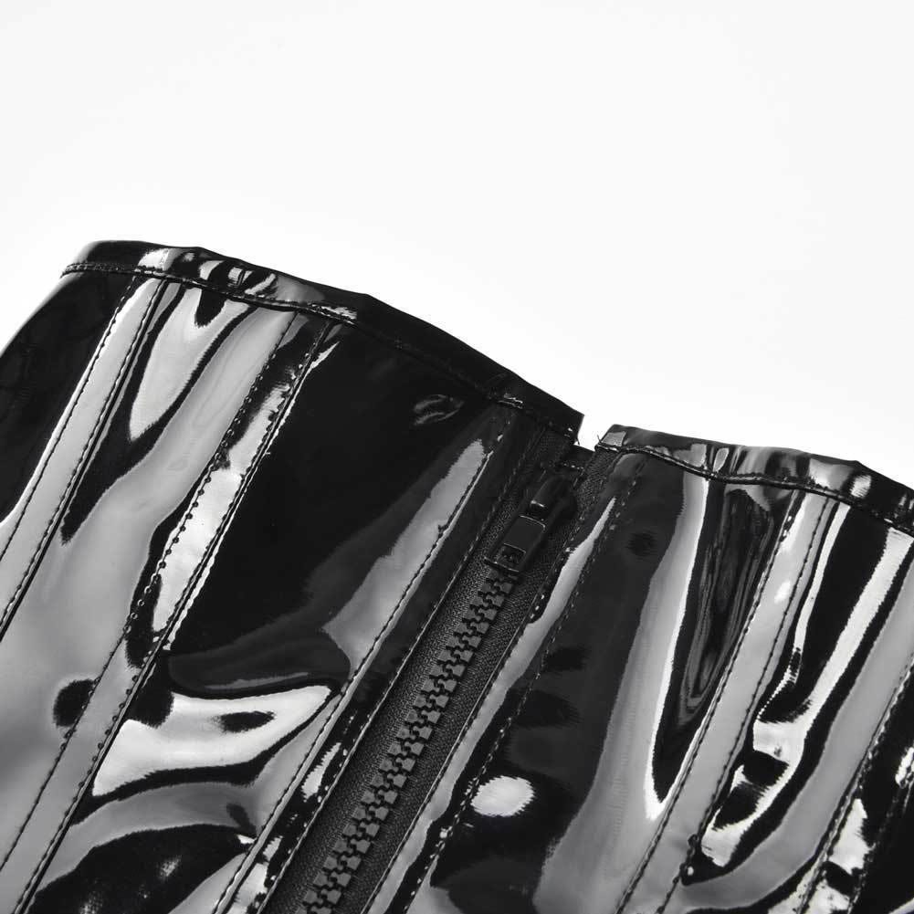 Corset gainant en cuir PU avec fermeture éclair et lacets ajustables, effet ventre plat. - image 5