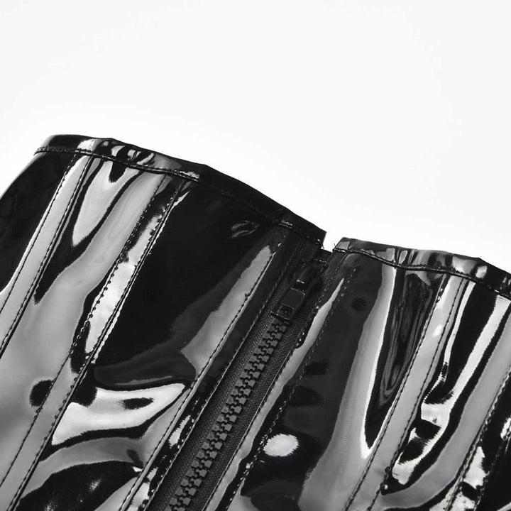 Corset gainant en cuir PU avec fermeture éclair et lacets ajustables, effet ventre plat. - image 5