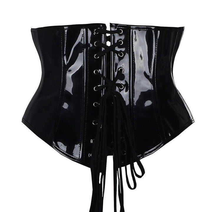 Corset gainant en cuir PU avec fermeture éclair et lacets ajustables, effet ventre plat. - image 2