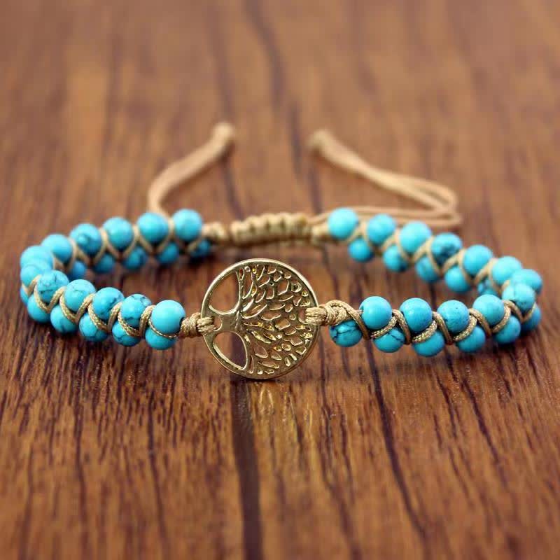 Bracelet de protection et de guérison spirituelle turquoise Arbre de Vie - Bleu - image 0