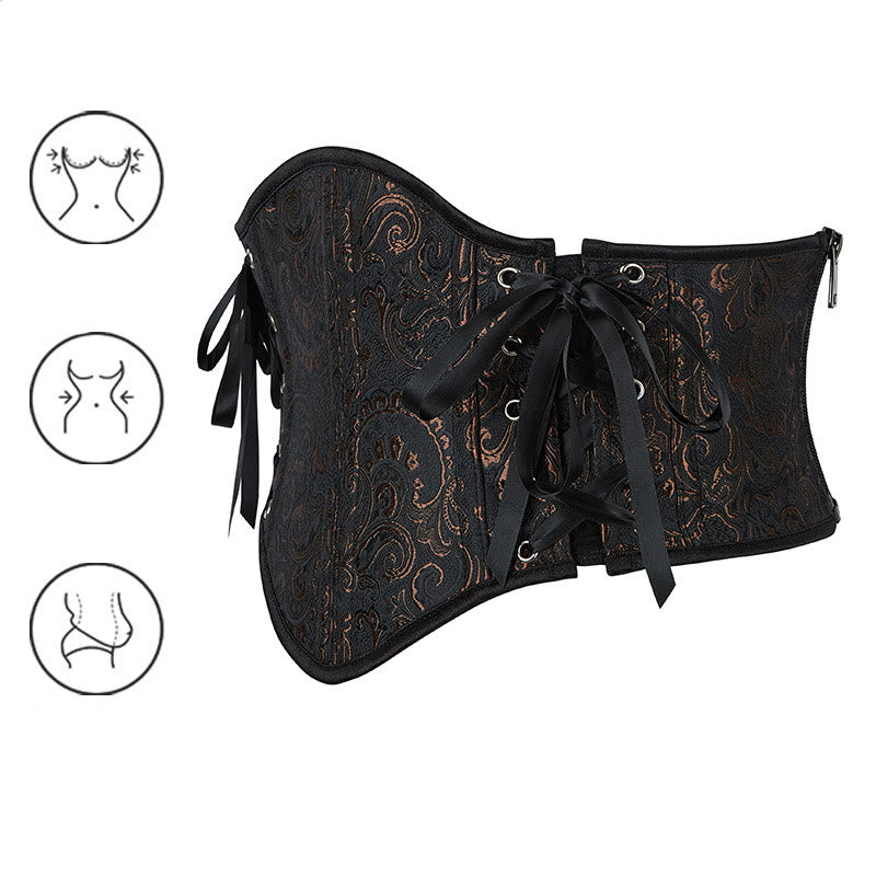 gaine amincissante rétro en jacquard pour femme, corset à 13 baleines en acier, effet sablier. - image 3
