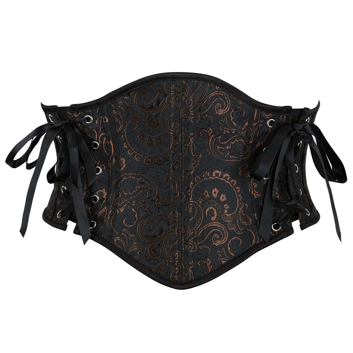 gaine amincissante rétro en jacquard pour femme, corset à 13 baleines en acier, effet sablier. - Noir - 2XL - image 1