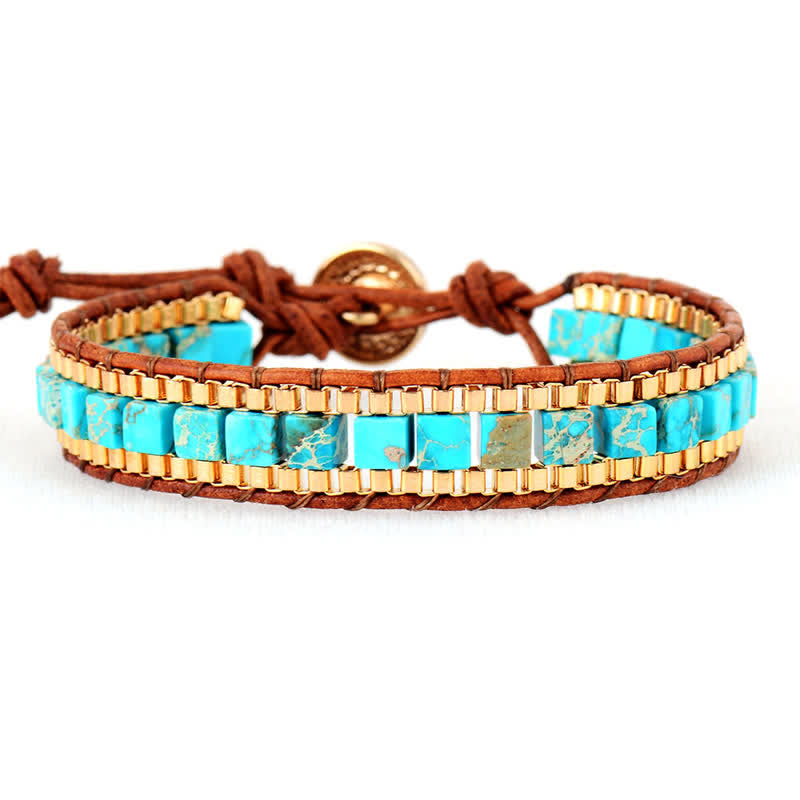 Bracelet carré turquoise à perles de style sud-ouest moderne - image 2