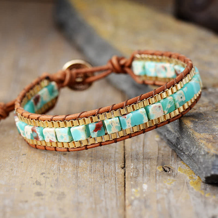 Bracelet carré turquoise à perles de style sud-ouest moderne - Turquoise clair - image 6