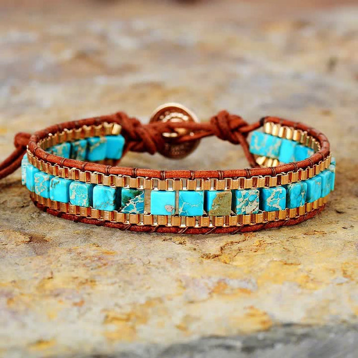 Bracelet carré turquoise à perles de style sud-ouest moderne - image 3