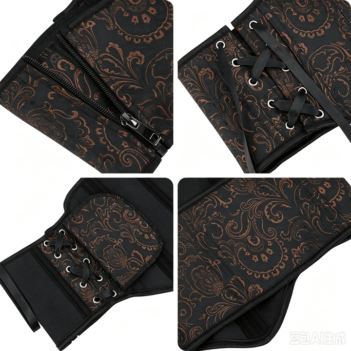 gaine amincissante rétro en jacquard pour femme, corset à 13 baleines en acier, effet sablier. - image 4