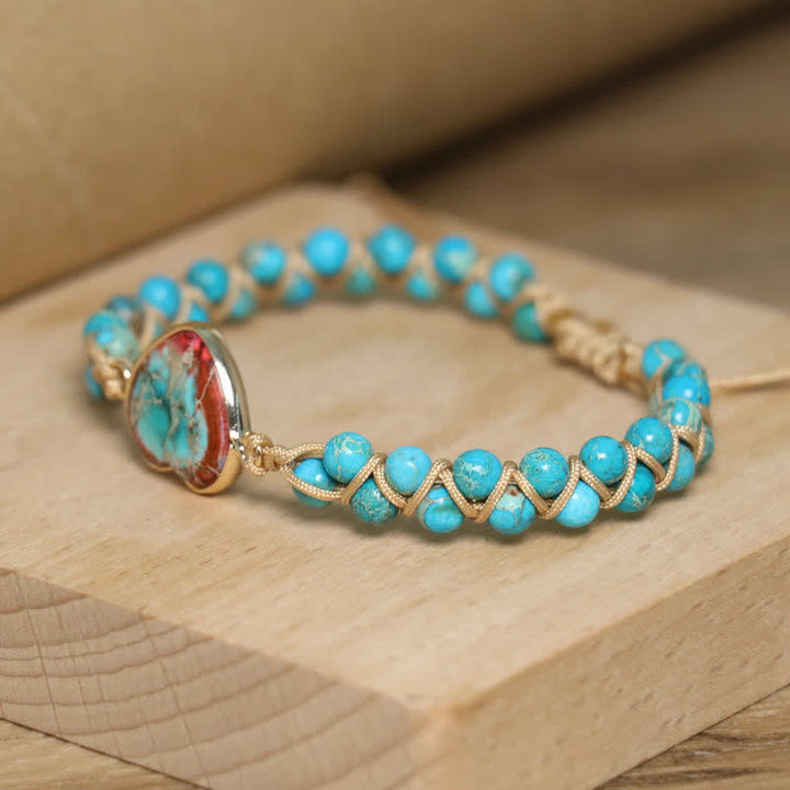 Bracelet d'amour ajustable en macramé avec cœur et pierre naturelle - image 4