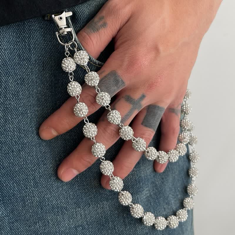 Chaîne de pantalon double couche en diamant ornée de boules glacées - image 5