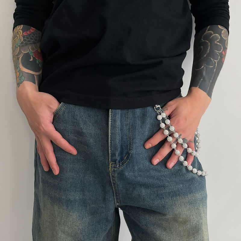 Chaîne de pantalon double couche en diamant ornée de boules glacées - image 6