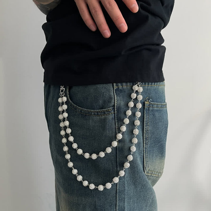 Chaîne de pantalon double couche en diamant ornée de boules glacées - image 4