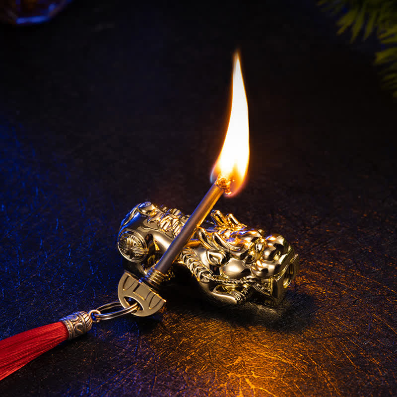 Briquet à huile rechargeable Lucky Fortune Permanent Matchstick - Or - image 0