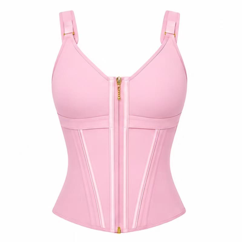 Gilet gainant sous-poitrine pour femme, soutien-gorge intégré, corset amincissant - Rose - 3XL - image 3