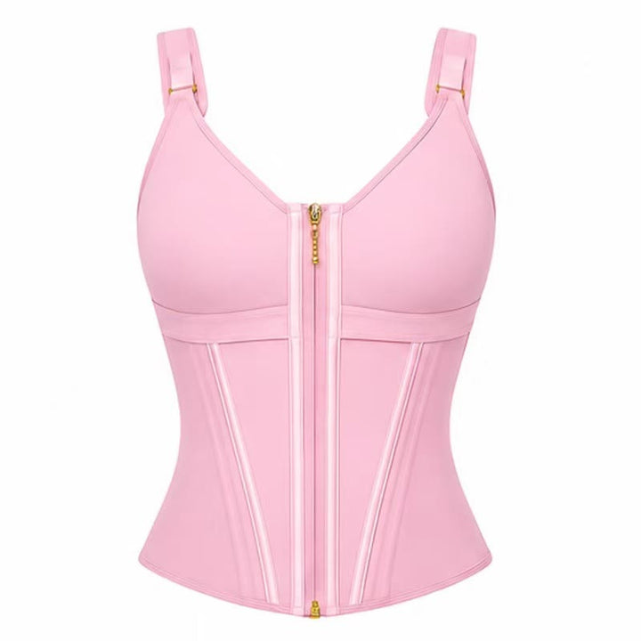 Gilet gainant sous-poitrine pour femme, soutien-gorge intégré, corset amincissant - Rose - 3XL - image 3