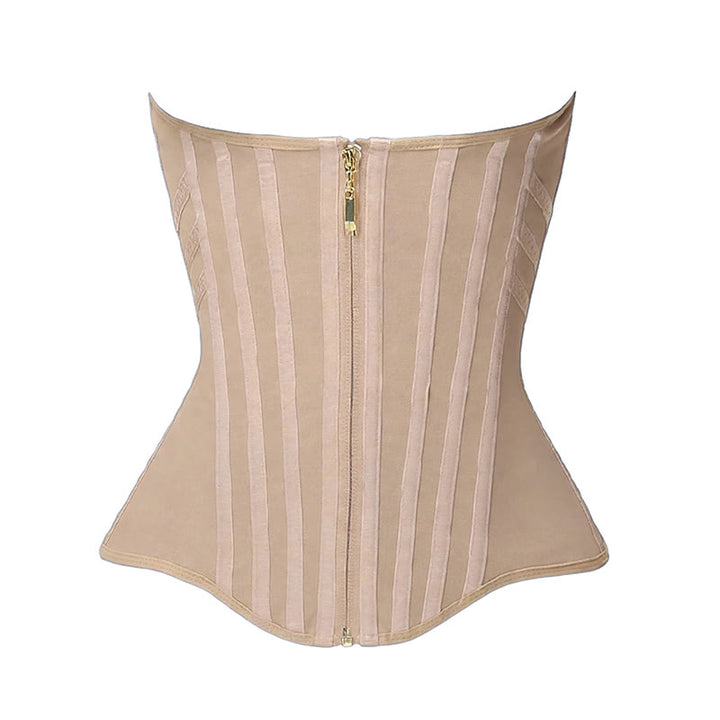 Corset amincissant en polyester PU brillant pour femme, gaine taille haute effet sablier - Nu - 3XL - image 1