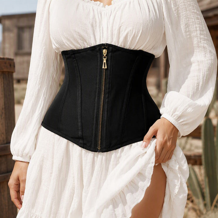 Corset gainant amincissant à baleines en nylon pour femme, fermeture multi-agrafes au dos, contrôle du ventre. - image 0