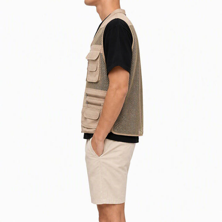 Gilet utilitaire en coton pur, zippé, quatre saisons, pour homme - image 3