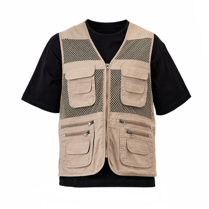 Gilet utilitaire en coton pur, zippé, quatre saisons, pour homme - image 10