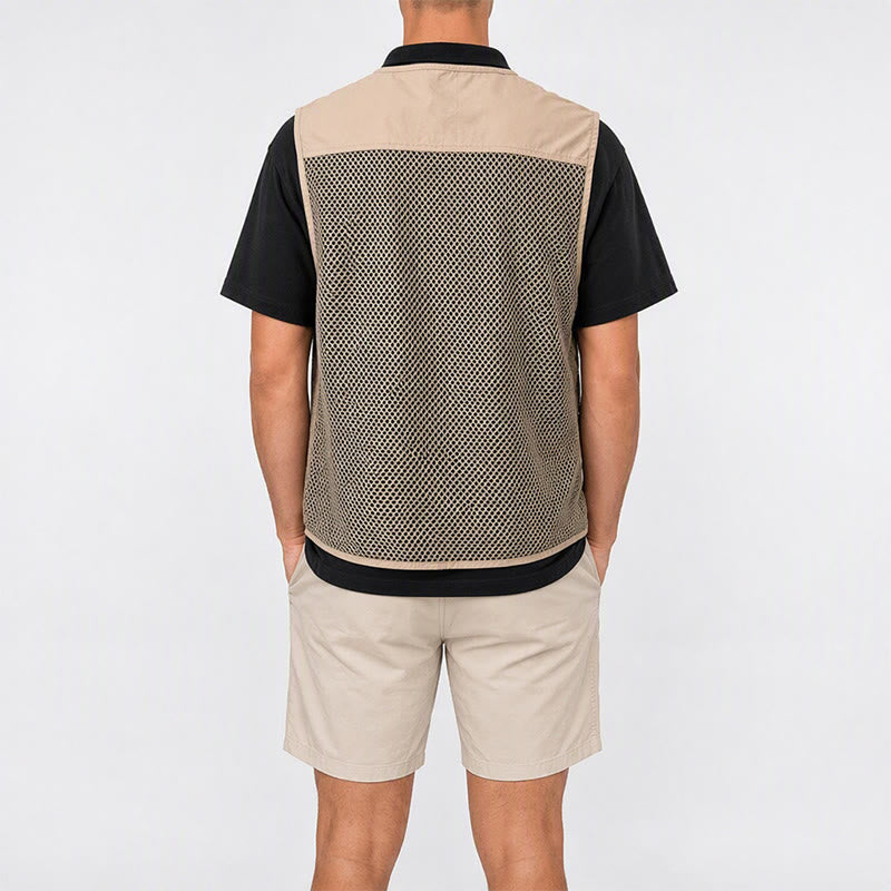 Gilet utilitaire en coton pur, zippé, quatre saisons, pour homme - image 2