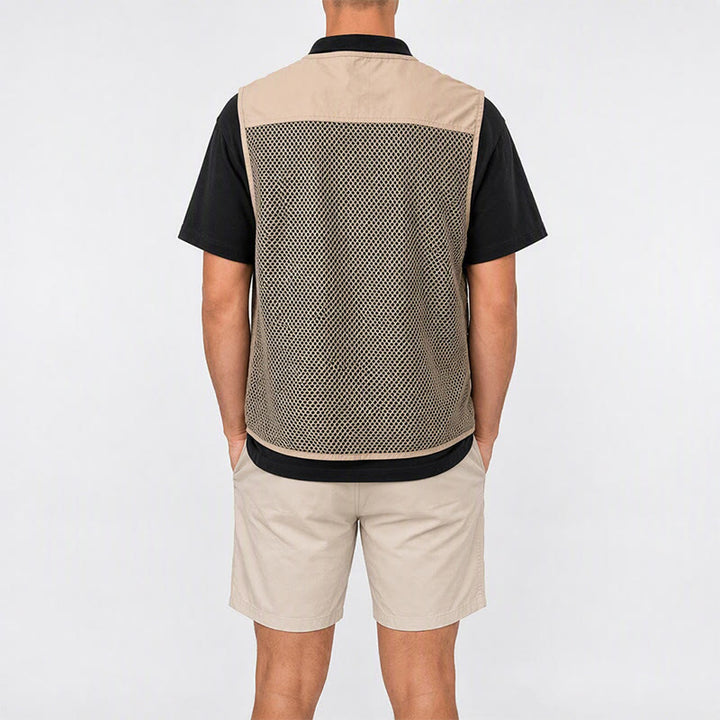Gilet utilitaire en coton pur, zippé, quatre saisons, pour homme - image 2