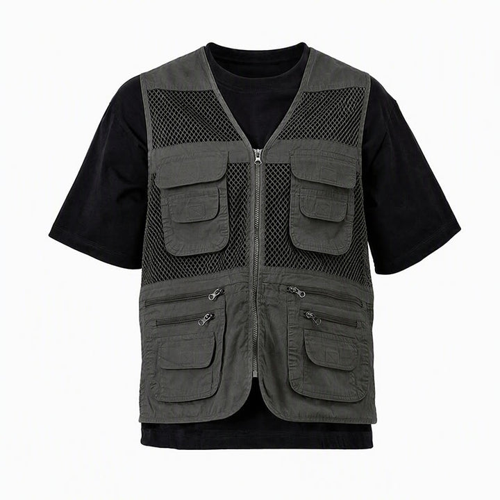 Gilet utilitaire en coton pur, zippé, quatre saisons, pour homme - image 13