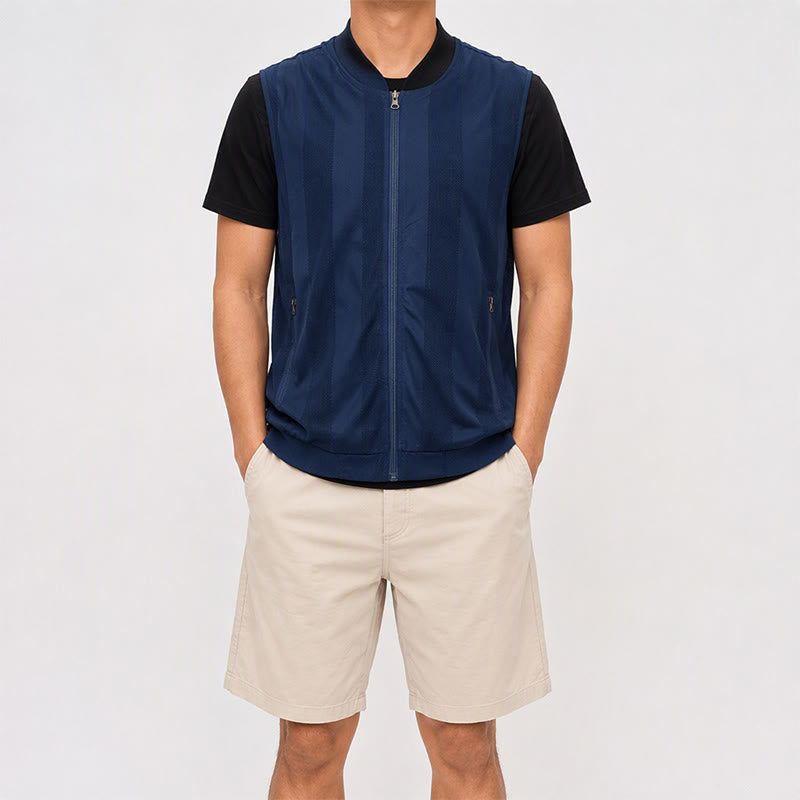 Veste décontractée légère en maille transparente avec fermeture éclair pour homme - image 1