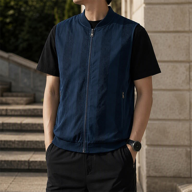 Veste décontractée légère en maille transparente avec fermeture éclair pour homme - Bleu - 5XL - image 0