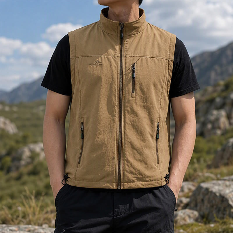 Gilet sans manches utilitaire décontracté à séchage rapide pour homme - Kaki - 5XL - image 0